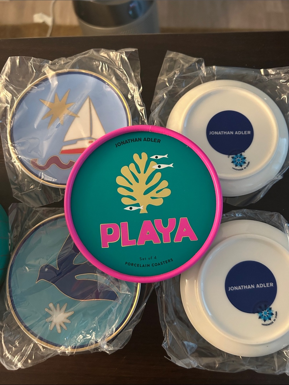 Jonathan Adler Playa Colorful Porcelain Coaster Set